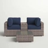 2-Seat Weather-Resistant Wicker Patio Furniture Set With Cushions - Omega Lifestyles