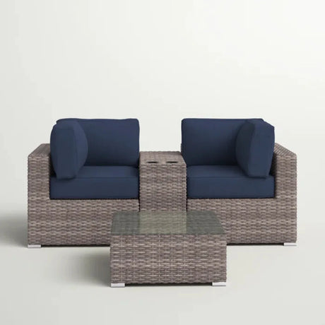 2-Seat Weather-Resistant Wicker Patio Furniture Set With Cushions - Omega Lifestyles