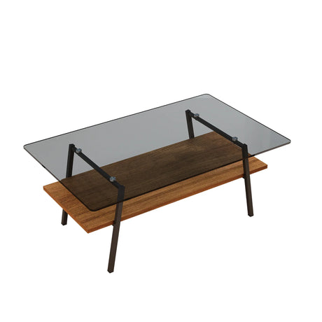 Modern Gray Tempered Glass Metal Leg Coffee Table - Omega Lifestyles
