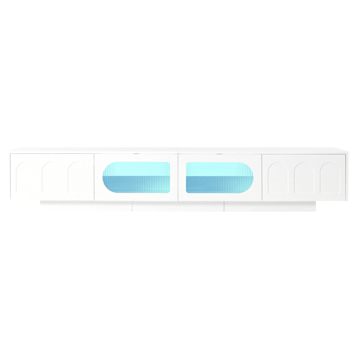 Smart LED White TV Stand With Storage Cabinets - Sleep Galleria