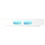 Smart LED White TV Stand With Storage Cabinets - Sleep Galleria
