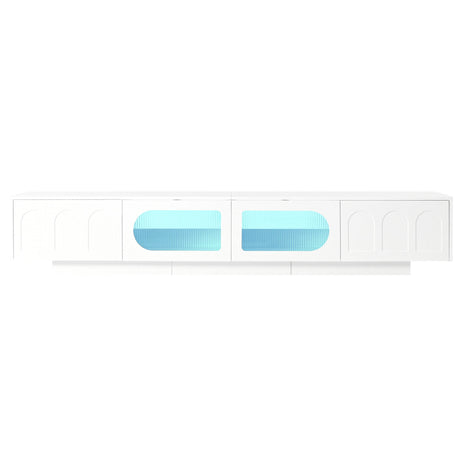 Smart LED White TV Stand With Storage Cabinets - Sleep Galleria