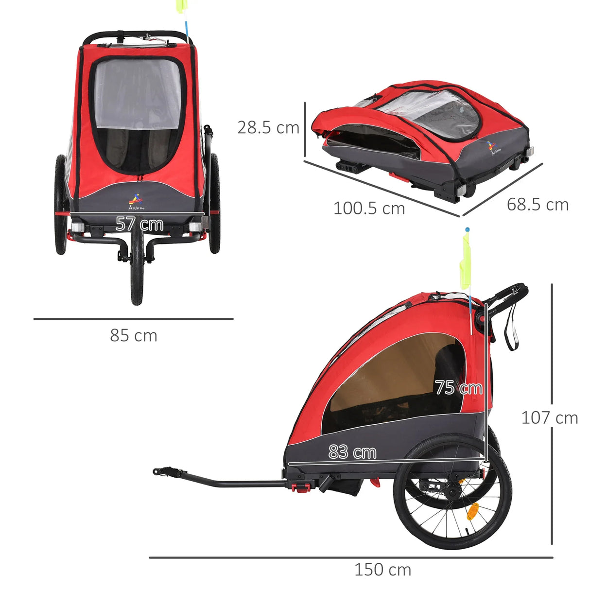 Foldable Aluminum Kids Bike Trailer Jogger Stroller - Omega Lifestyles