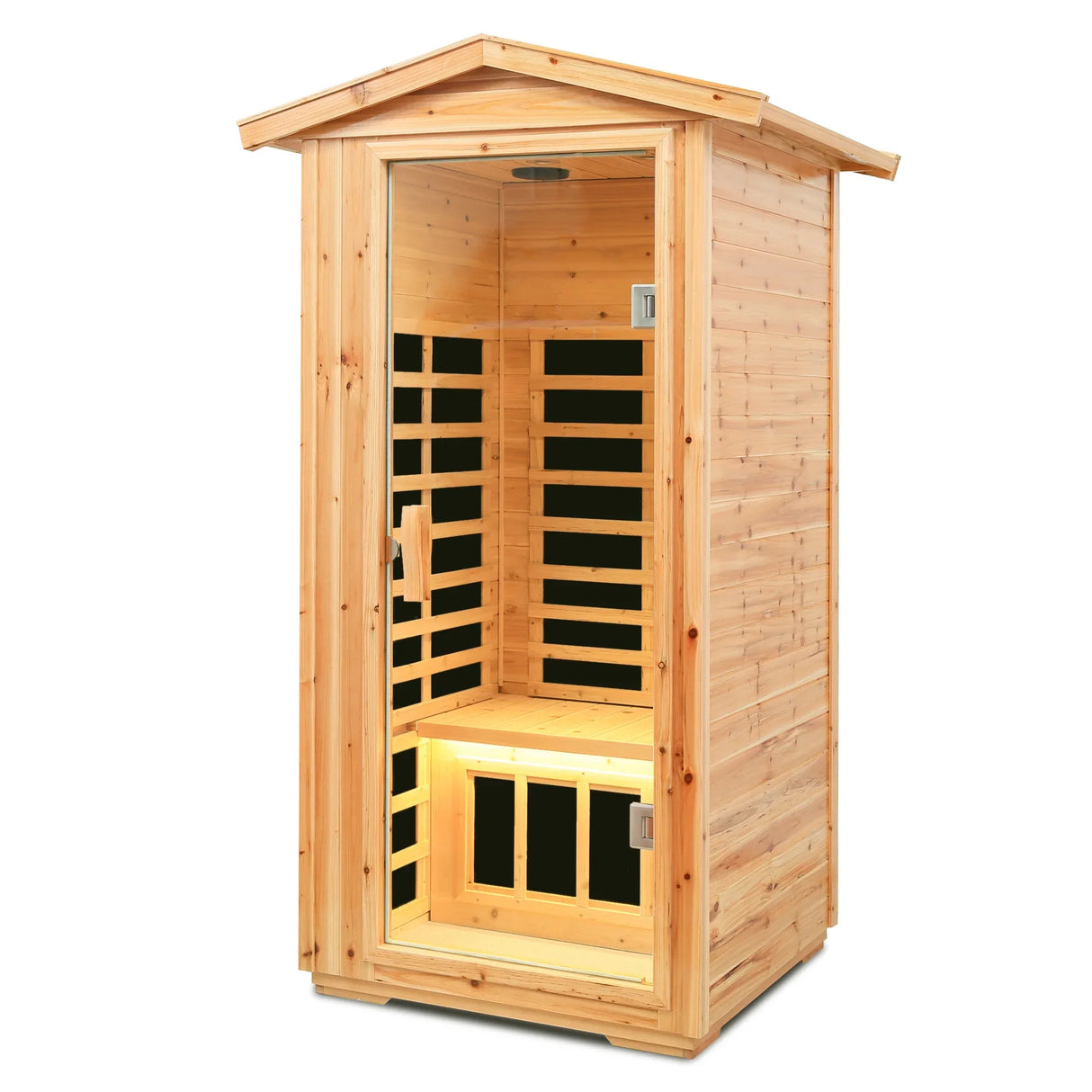 Far Infrared Old Fir Outdoor One-Person Sauna Room - Omega Lifestyles