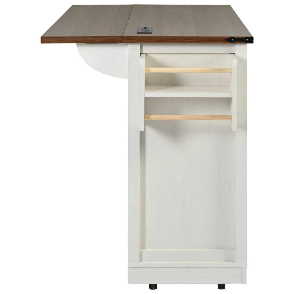 Farmhouse Kitchen Island Rolling Cart With Power Outlet - Omega Lifestyles