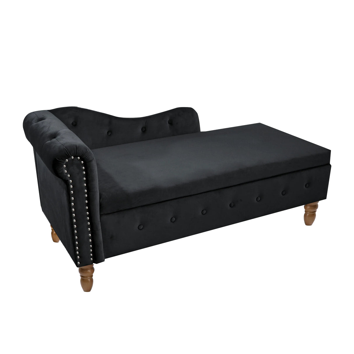 Classic Velvet Storage Chaise Lounge With Pillow - Omega Lifestyles