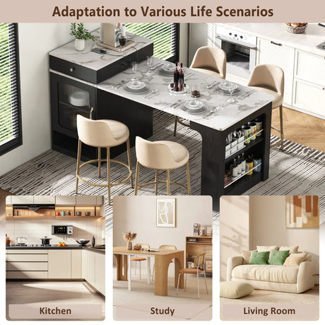 Extendable Dining Table Kitchen Island With Storage - Omega Lifestyles