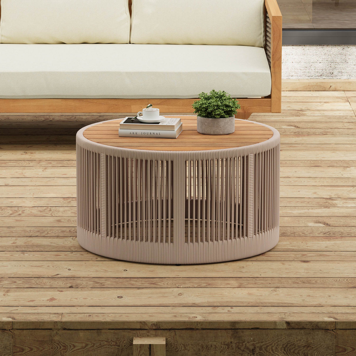 Rustic Acacia Wood Coffee Table And Side Table Set - Sleep Galleria