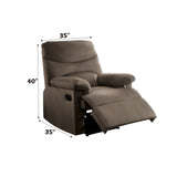 Light Brown Fabric Motion Recliner With Plush Pillow-Top Arms - Omega Lifestyles