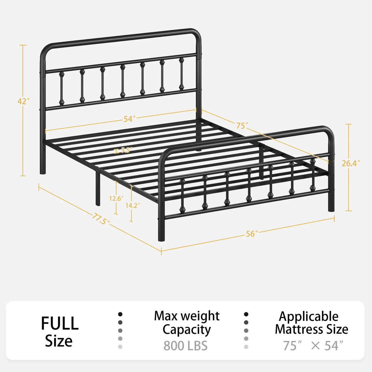Full Size Metal Bed Frame With Headboard And Storage - Omega Lifestyles