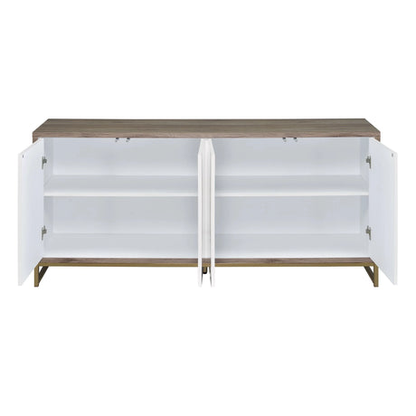 White Marble Oak Champagne Synthetic Wood Console Cabinet - Omega Lifestyles