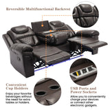 Brown Faux Leather Manual Recliner Chair With LED Light - Omega Lifestyles