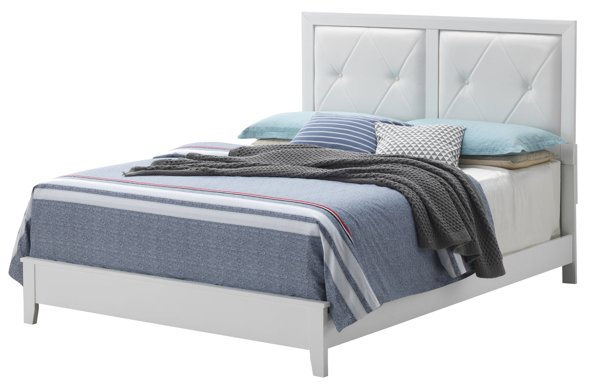 White MDF Full Bed Frame With Transitional Style