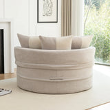 Modern Gray Chenille Barrel Accent Chair With Ottoman - Omega Lifestyles