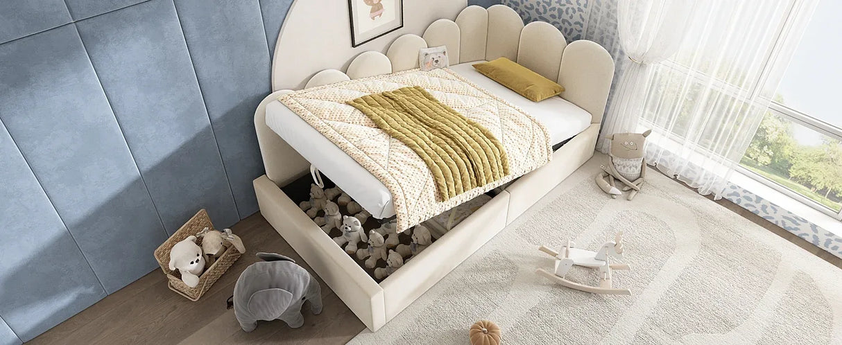 Twin Velvet Upholstered Daybed With Hydraulic Storage - Omega Lifestyles