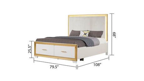 Contemporary King Wood Tufted Storage Bed Frame - Omega Lifestyles