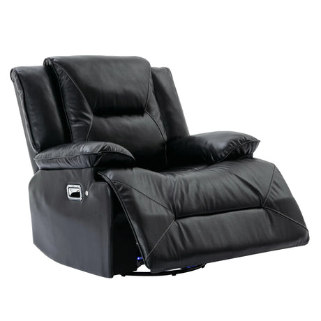 Manual Black Leather Gel Recliner Chair With LED Light Strip - Omega Lifestyles
