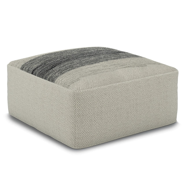 Square Woven Indoor Outdoor Silver Fabric Pouf Stool - Omega Lifestyles