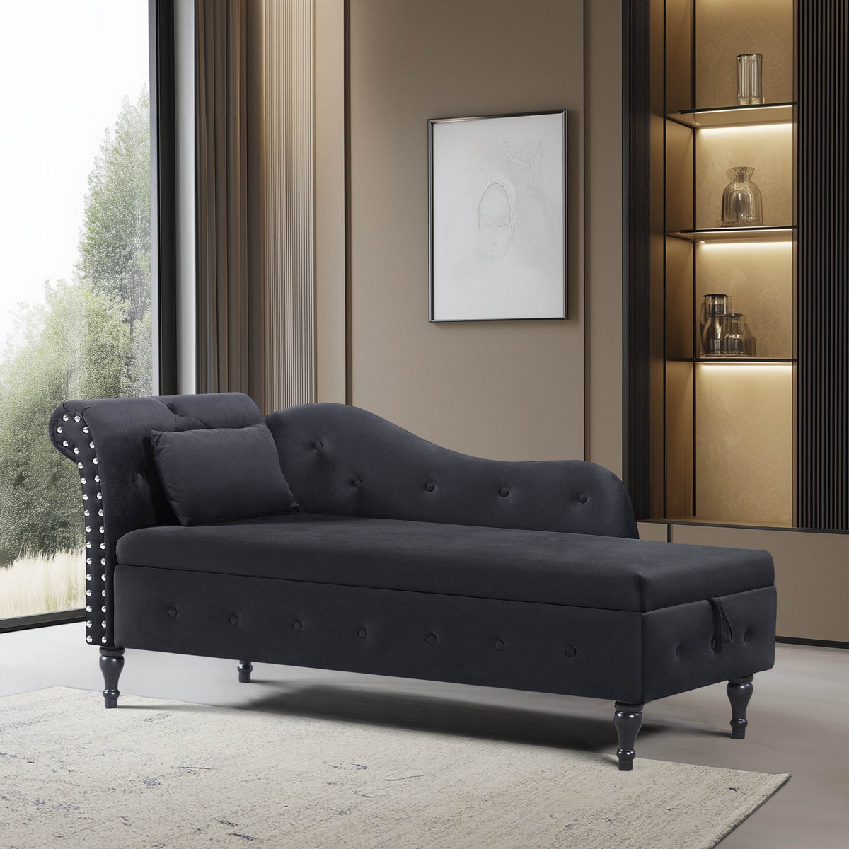 Velvet Upholstered Multifunctional Storage Chaise Lounge - Omega Lifestyles