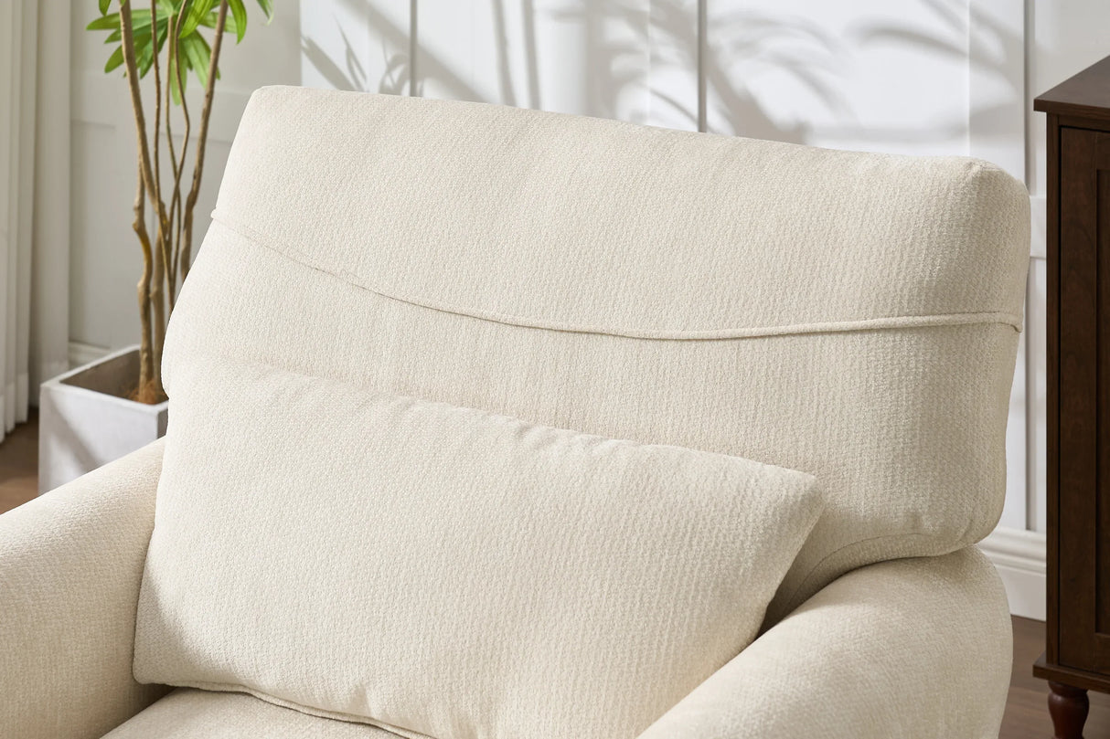 Modern White Upholstered Wood Chaise Lounge Recliner Chair - Omega Lifestyles