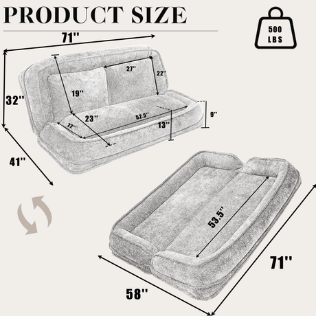 Convertible Adjustable Position Chenille Lazy Loveseat Sofa - Sleep Galleria