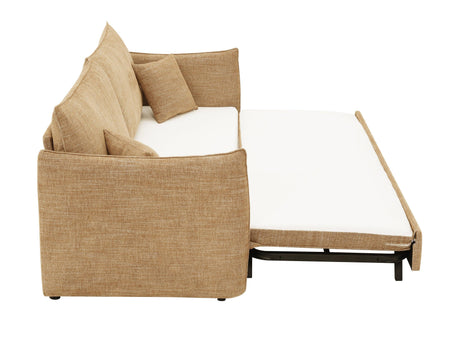 Mocha Chenille Convertible Full Size Sofa Bed With Pillows - Omega Lifestyles