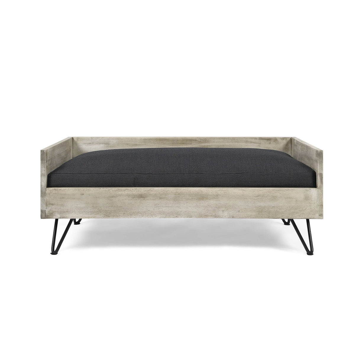 Mid-Century Modern Acacia Wood Dog Bed With Cushion - Sleep Galleria