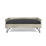 Mid-Century Modern Acacia Wood Dog Bed With Cushion - Sleep Galleria