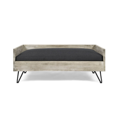 Mid-Century Modern Acacia Wood Dog Bed With Cushion - Sleep Galleria
