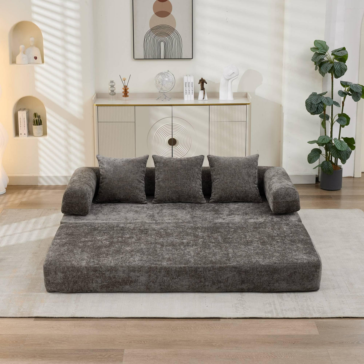 Comfy Convertible Chenille Folding Floor Sofa Bed - Omega Lifestyles