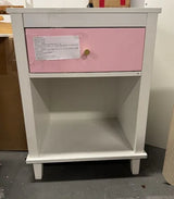 Pink MDF Wooden Nightstand With Drawer And Shelf - Omega Lifestyles