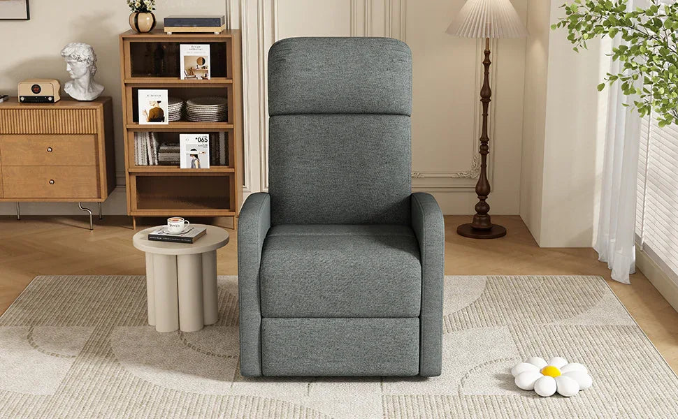 Manual Adjustable Recliner Chair Charcoal Polyester Upholstery - Omega Lifestyles