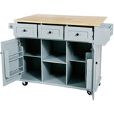 Kitchen Cart With Rubber Wood Drop-Leaf Countertop Storage Island - Omega Lifestyles