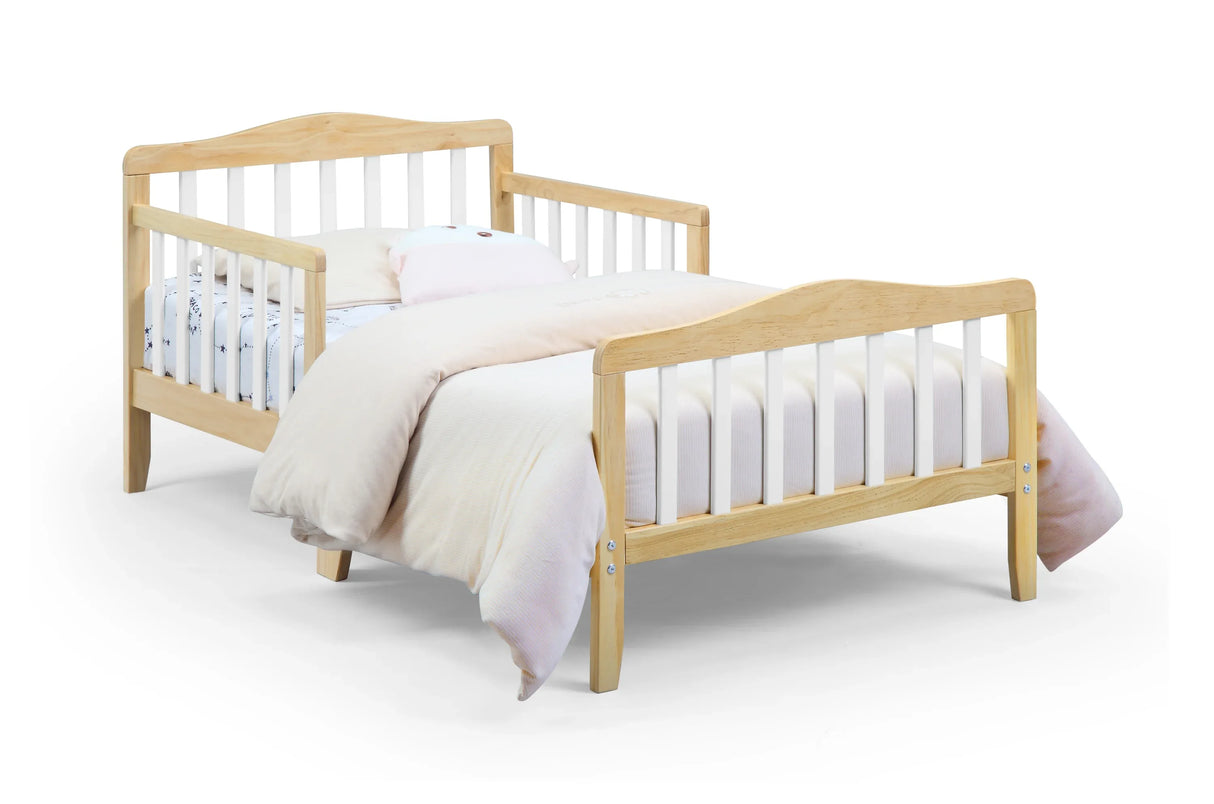 Twain Solid Wood Two-Tone Toddler Bed With Safety Rails - Omega Lifestyles