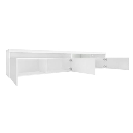 White Modern LED Light Particle Board TV Stand - Sleep Galleria