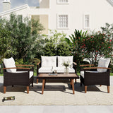 4-Piece PE Rattan Outdoor Sofa Set With Cushions - Omega Lifestyles