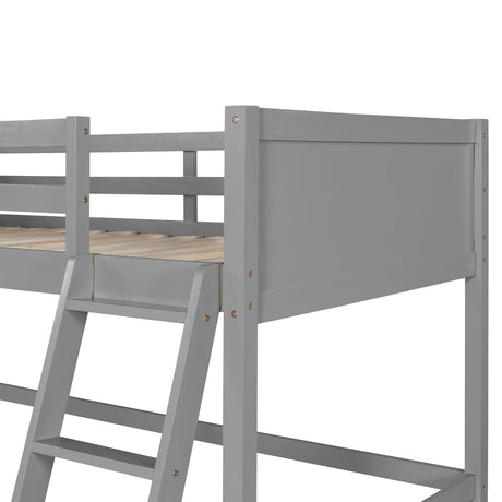 Solid Wood Twin Loft Bed With Ladder Gray - Omega Lifestyles