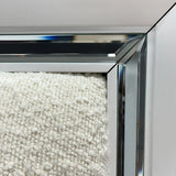 Queen White Boucle Storage Bed Frame With LED Lighting - Omega Lifestyles