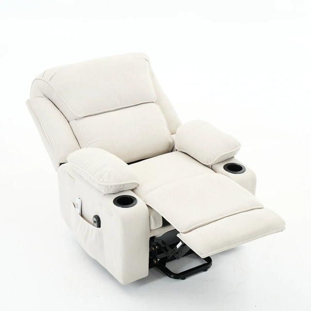 Ivory Remote-Controlled Heated Massage Assistive Recliner - Omega Lifestyles