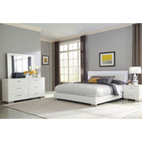 Contemporary White High Gloss King Bedroom Set With LED Lighting