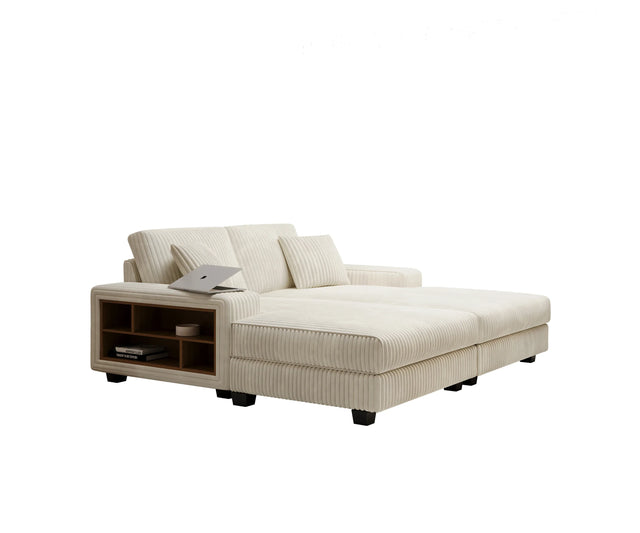 Convertible Corduroy Fabric Sleeper Sofa Chair With Storage - Omega Lifestyles