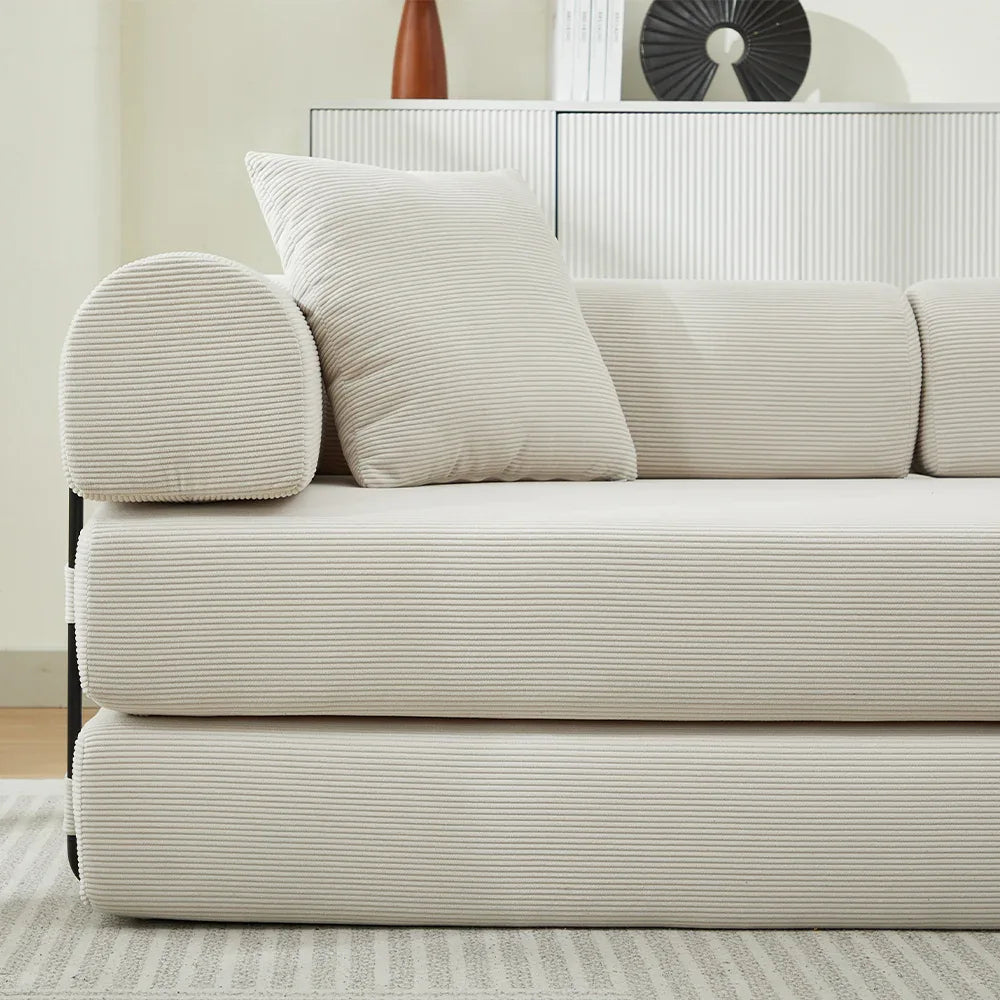 Corduroy Folding Sofa Bed With Foam Spring Mattress - Omega Lifestyles