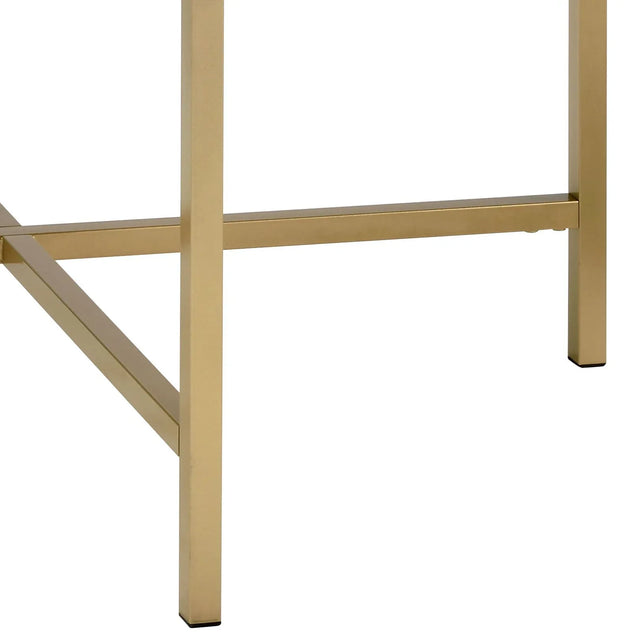 Contemporary Oak And Gold Round Tray Coffee Table - Omega Lifestyles