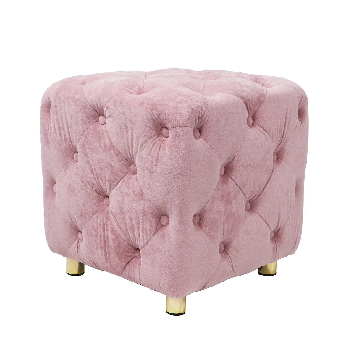 Pink Velvet Dice-Shaped Storage Ottoman With Foam Seat - Omega Lifestyles