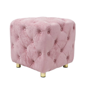 Pink Velvet Dice-Shaped Storage Ottoman With Foam Seat - Omega Lifestyles