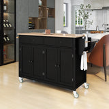 Kitchen Island Cart With Solid Wood Top And Storage - Omega Lifestyles
