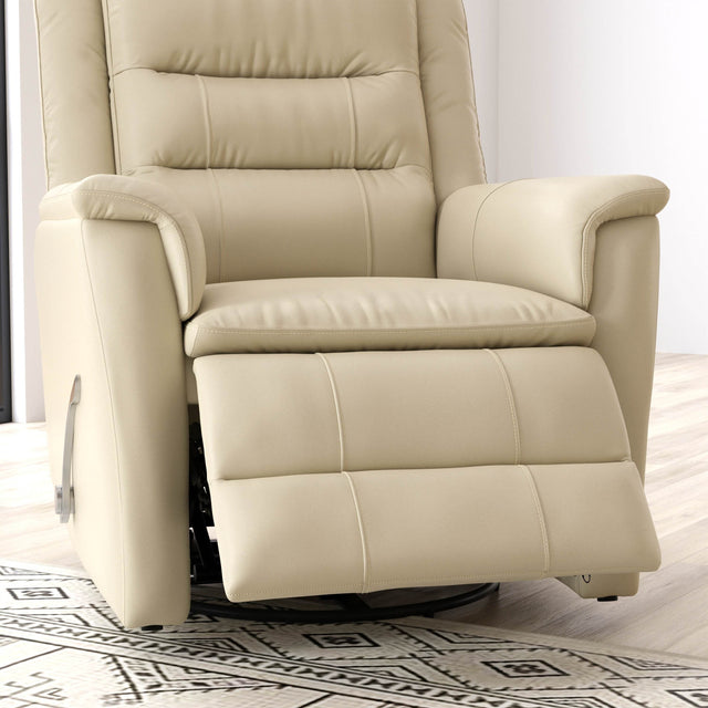 Swivel Glider Recliner With Manual Footrest And Leather Upholstery - Omega Lifestyles
