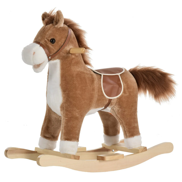 Interactive Plush Brown Baby Rocking Horse Toy - Omega Lifestyles