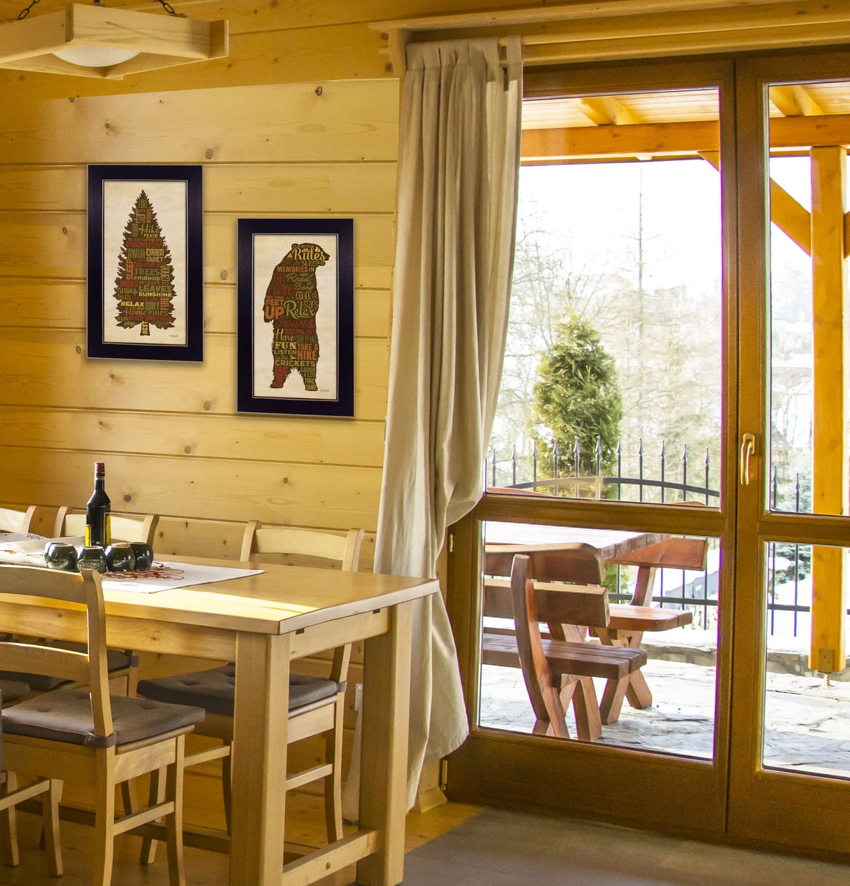 Framed Multicolor Cabin Rules Wall Art Home Decor - Omega Lifestyles