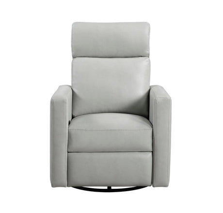 Contemporary Smoke Faux Leather Swivel Gliding Recliner Chair - Omega Lifestyles